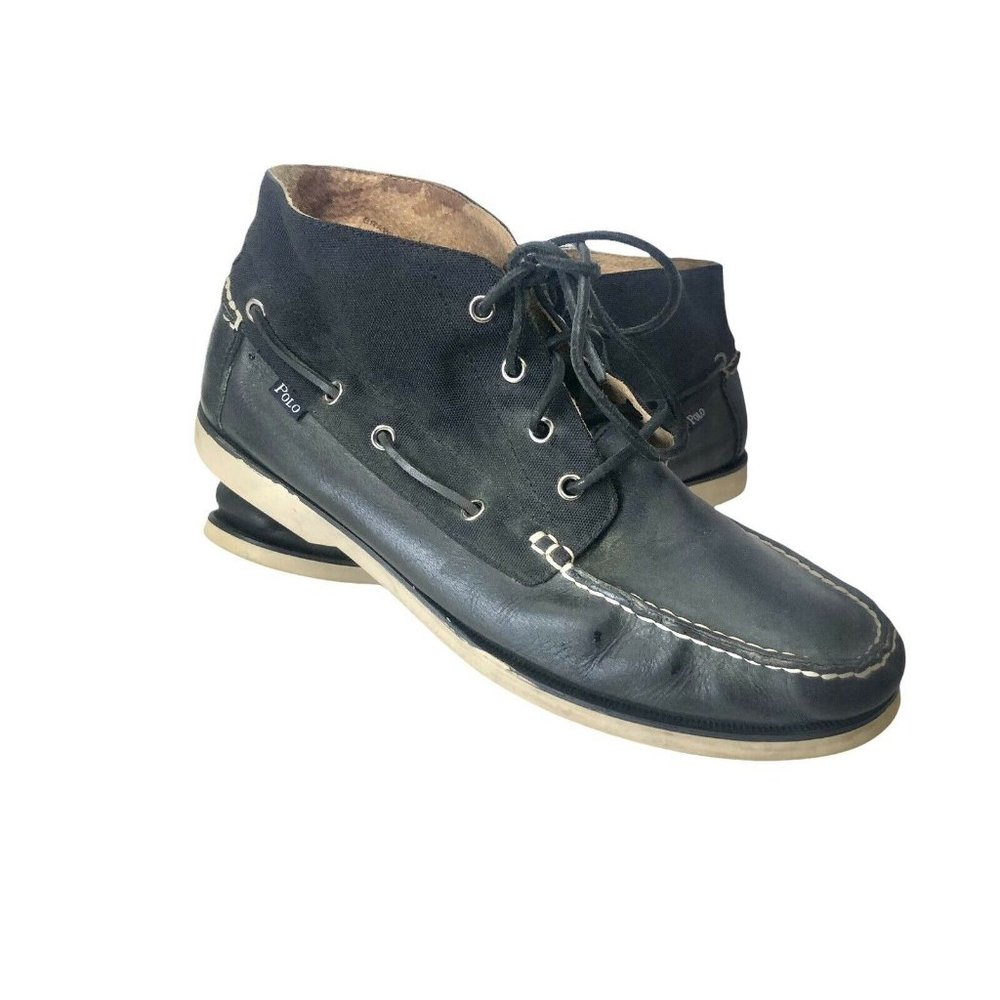 Polo Ralph Lauren Men’s 10.5 D Brawley Ankle Boat Boot Shoes Blue Leather Chukka